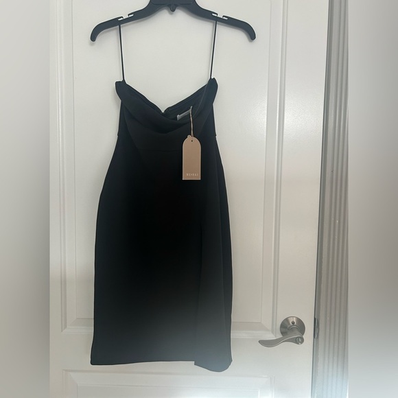 Meshki Rachel Crepe Bandeau Thigh Split Mini Dress - Black size medium NWT - Picture 4 of 11